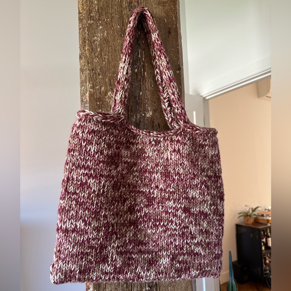 HANDMADE knit tote bag - one of a kind!